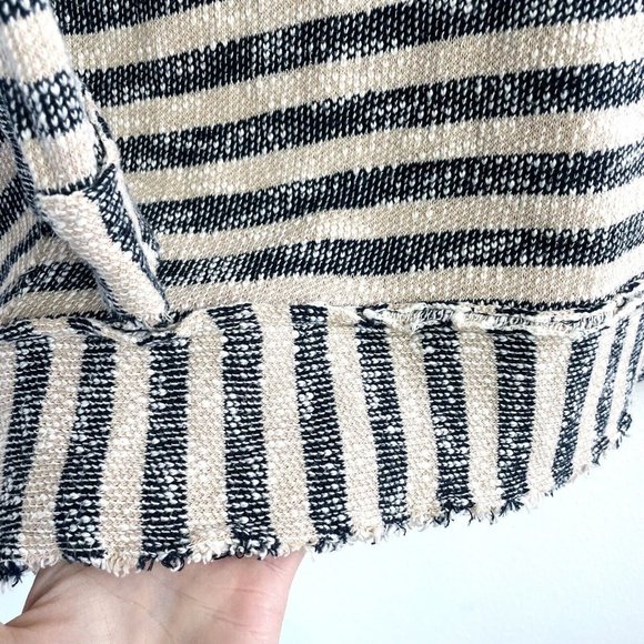 Soft Surroundings Marina Sweater Sz Large Navy Khaki Stripe Pullover Top Flowy - Picture 8 of 14